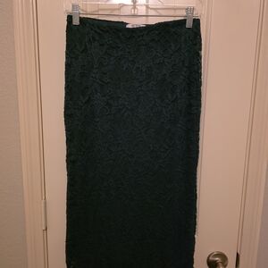 AFRM Small Dark Green Riley Lace Pencil Skirt